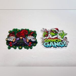 Christmas Gnome Acrylic Flatback Glitterback Crafts Keychain Magnet Badge Bag